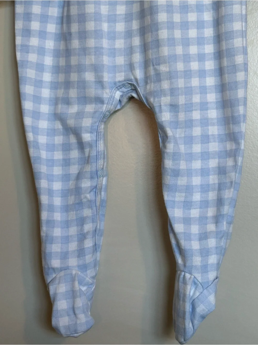 7 For All Mankind Light Blue Gingham Smocked Footie